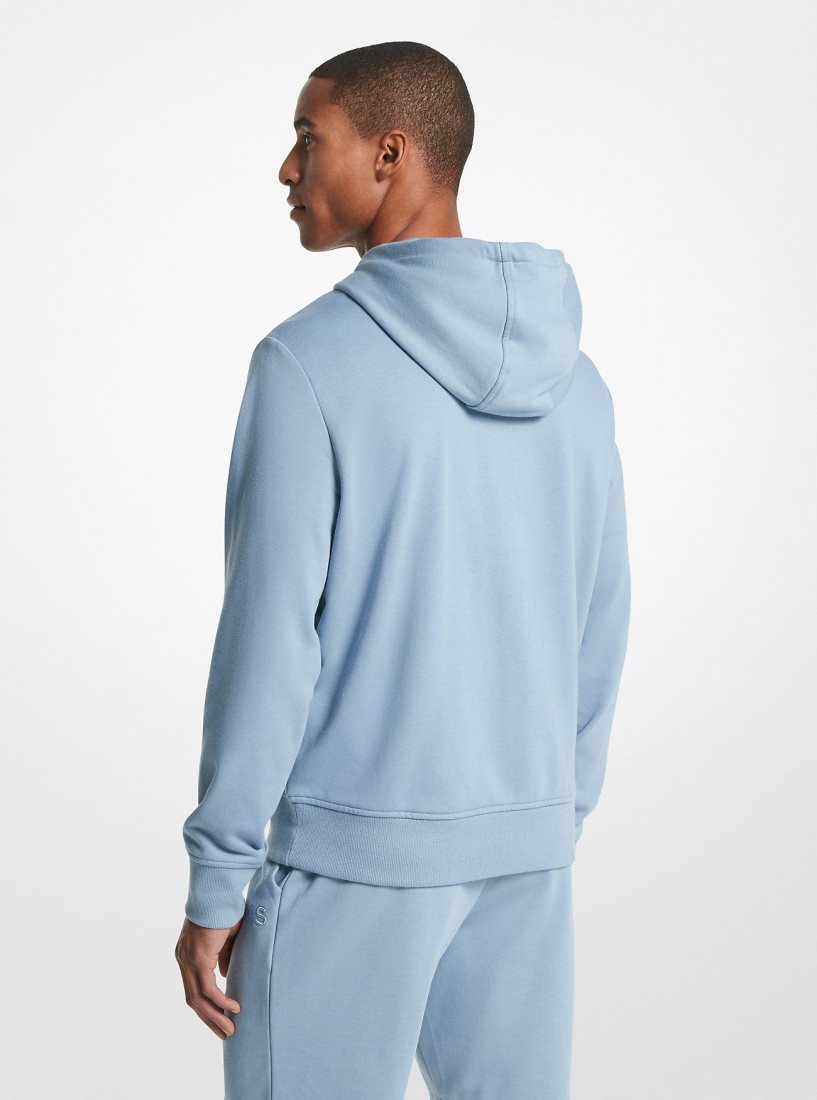 Camiseta Michael Kors Embroidered Logo Cotton Terry Zip-Up Hoodie Hombre Chambray | 4358-GBWTK