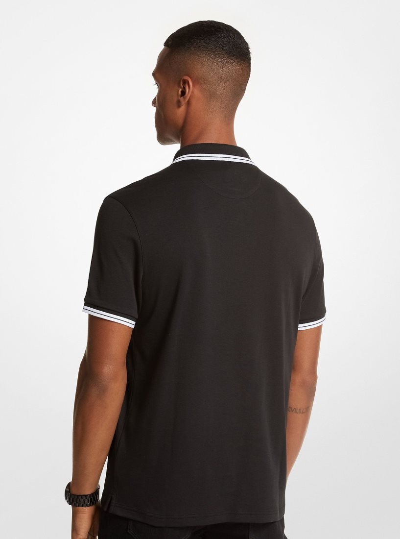 Camiseta Michael Kors Greenwich Cotton Polo Shirt Hombre Negras | 7394-KSLJF