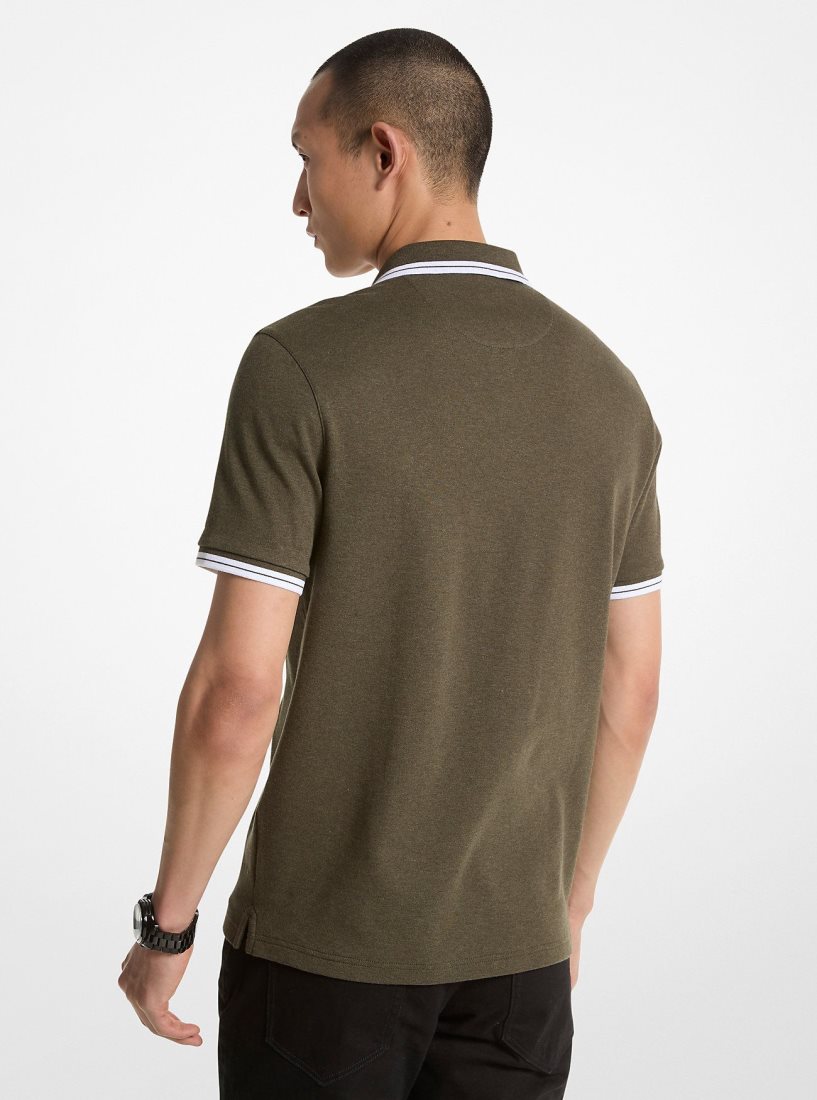 Camiseta Michael Kors Greenwich Cotton Polo Shirt Hombre Verde Oscuro | 6037-NDXMI