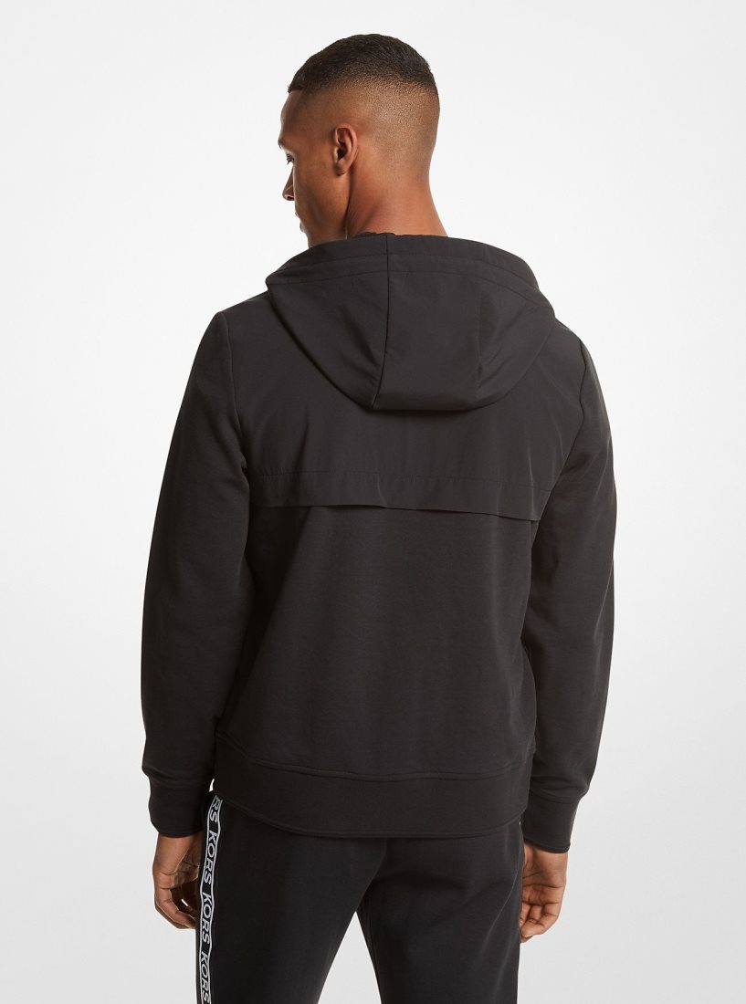 Camiseta Michael Kors Logo Tape Cotton Blend Zip-Up Hoodie Hombre Negras | 1752-NIABV