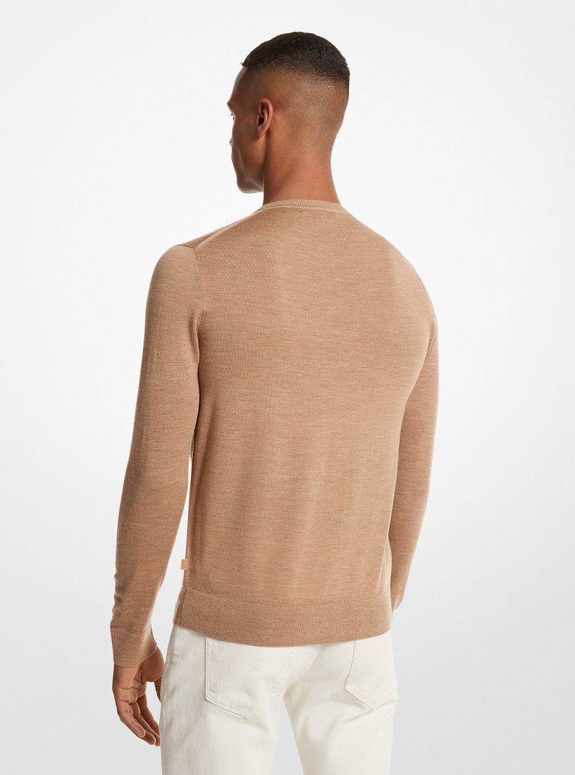 Camiseta Michael Kors Merino Wool Sweater Hombre Marrones Oscuro | 7351-OTMLD