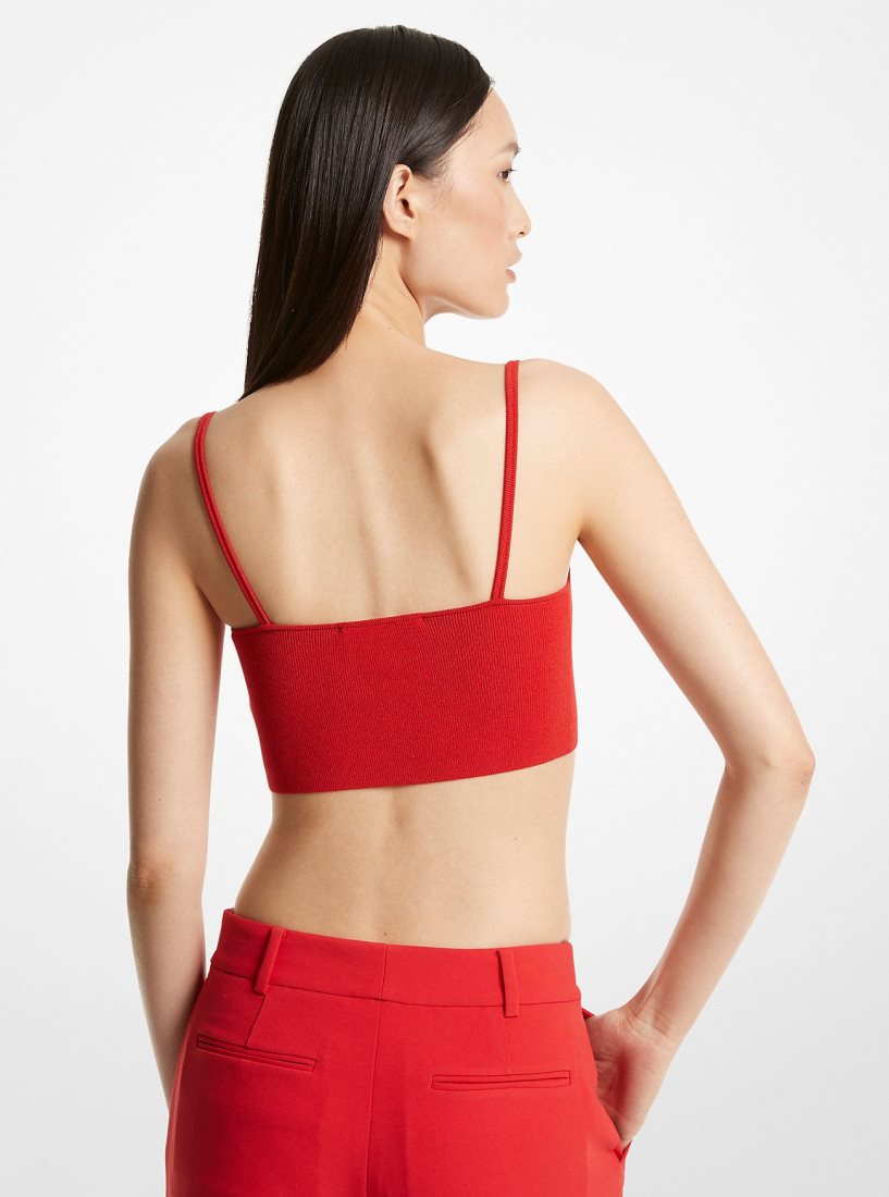 Camiseta Michael Kors Ribbed Stretch Knit Cropped Tank Top Mujer Rojas | 1468-HANRB