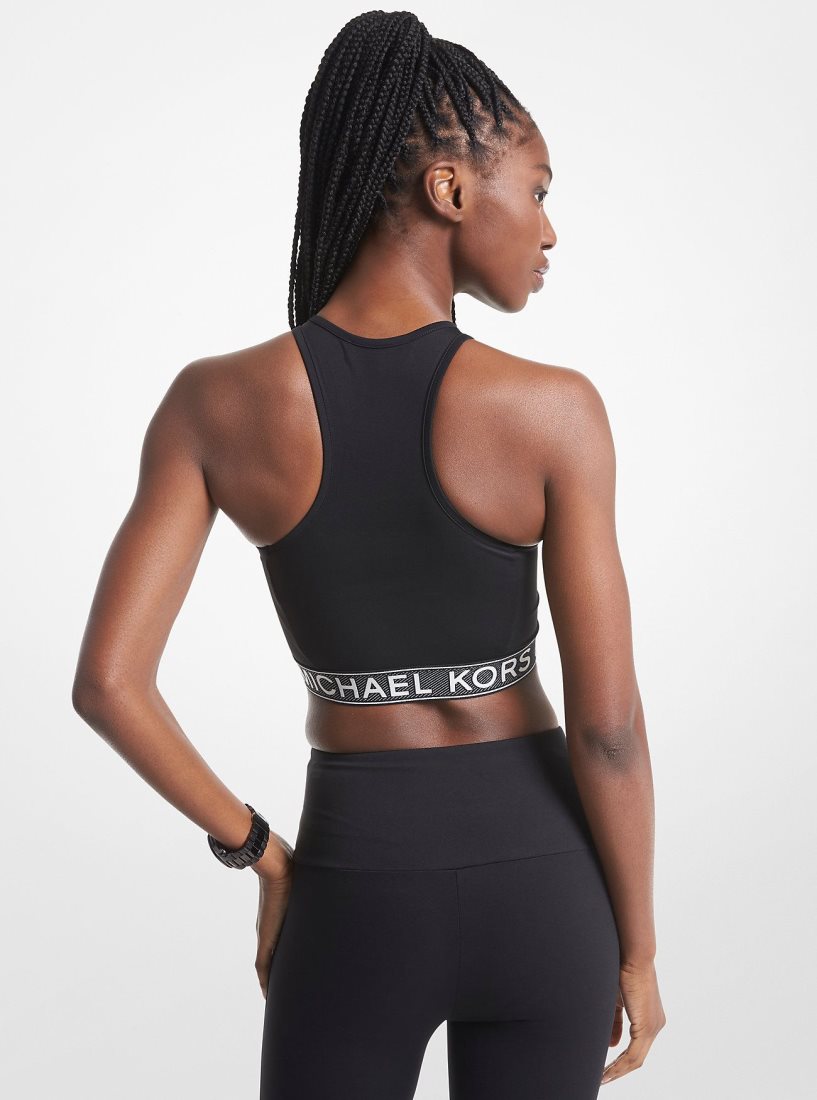 Camiseta Michael Kors Stretch Nylon Logo Tape Racerback Sports Bra Mujer Negras | 8792-YBLTJ