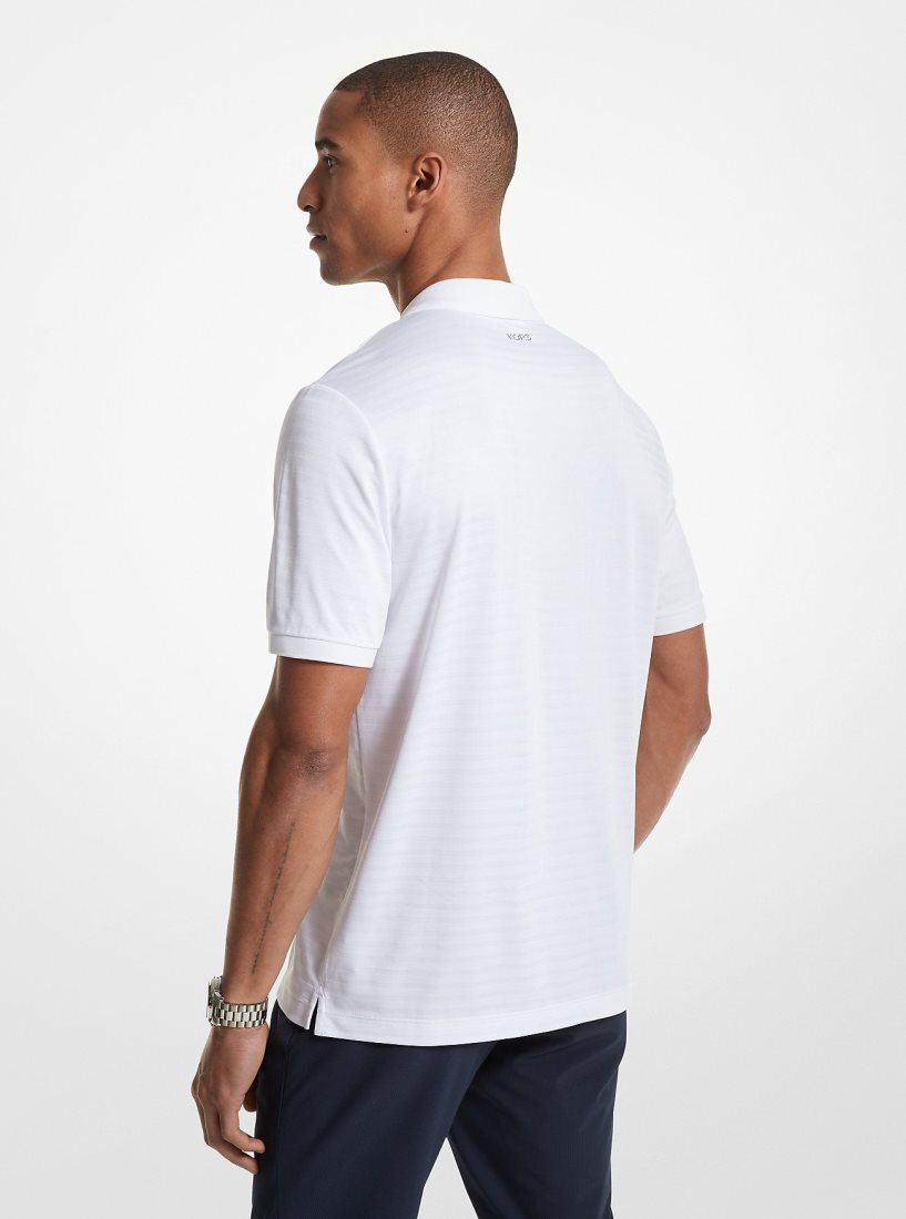 Camiseta Michael Kors Striped Tech Performance Zip-Up Polo Shirt Hombre Blancas | 7513-AIOGS