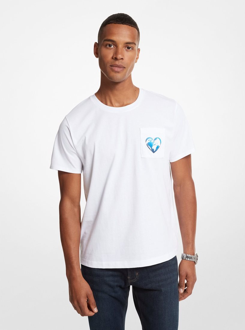 Camiseta Michael Kors Watch Hunger Stop Organic Cotton Unisex T-Shirt Mujer Blancas | 0531-EWPNZ