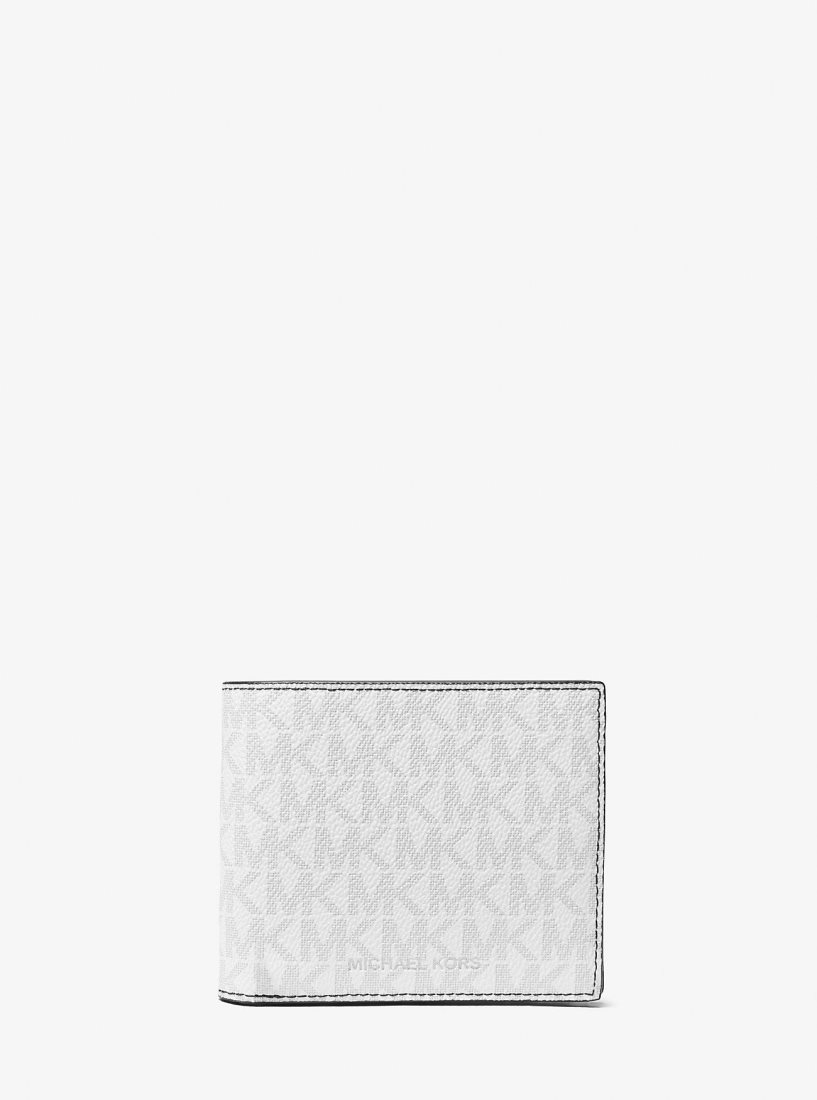 Carteras Michael Kors Greyson Logo Billfold Wallet With Coin Pocket Hombre Bright Wht | 1409-XGSEQ