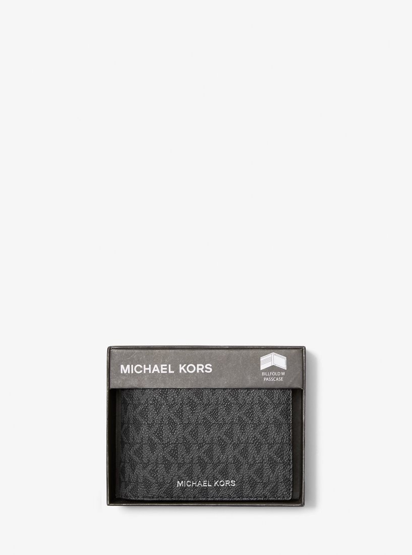 Carteras Michael Kors Harrison Logo Billfold Wallet With Passcase Hombre Negras | 9376-CTMIP