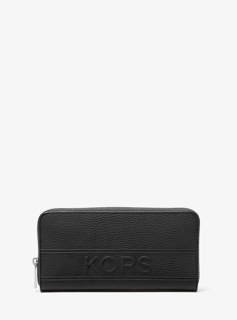 Carteras Michael Kors Hudson Pebbled Leather Zip-Around Wallet Hombre Negras | 8095-GHUYO