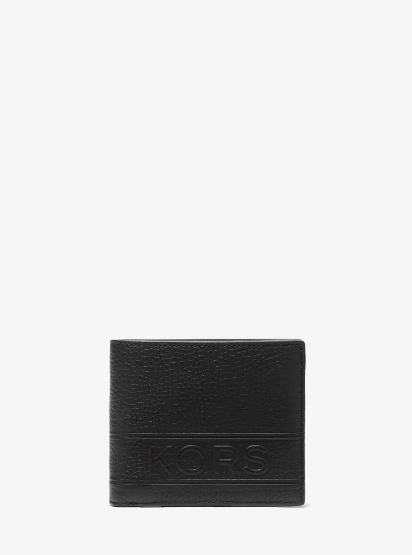 Carteras Michael Kors Hudson Pebbled Leather Billfold Wallet With Coin Pouch Hombre Negras | 1246-IWYMV