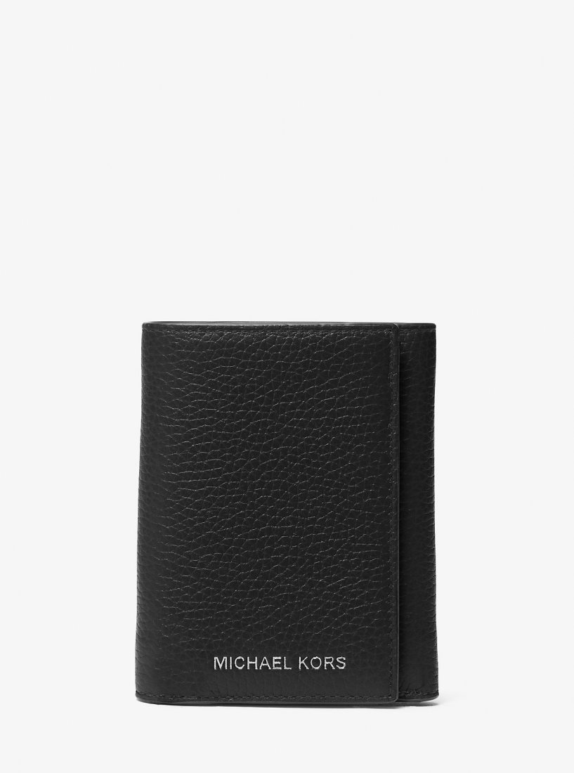 Carteras Michael Kors Hudson Pebbled Leather Tri-Fold Wallet Hombre Negras | 4961-ZBAVQ