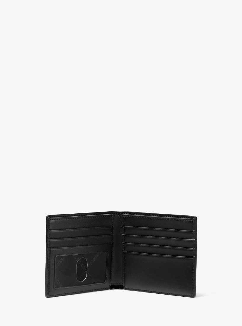 Carteras Michael Kors Hudson Signature Logo Billfold Wallet Hombre Negras | 0514-ULADG