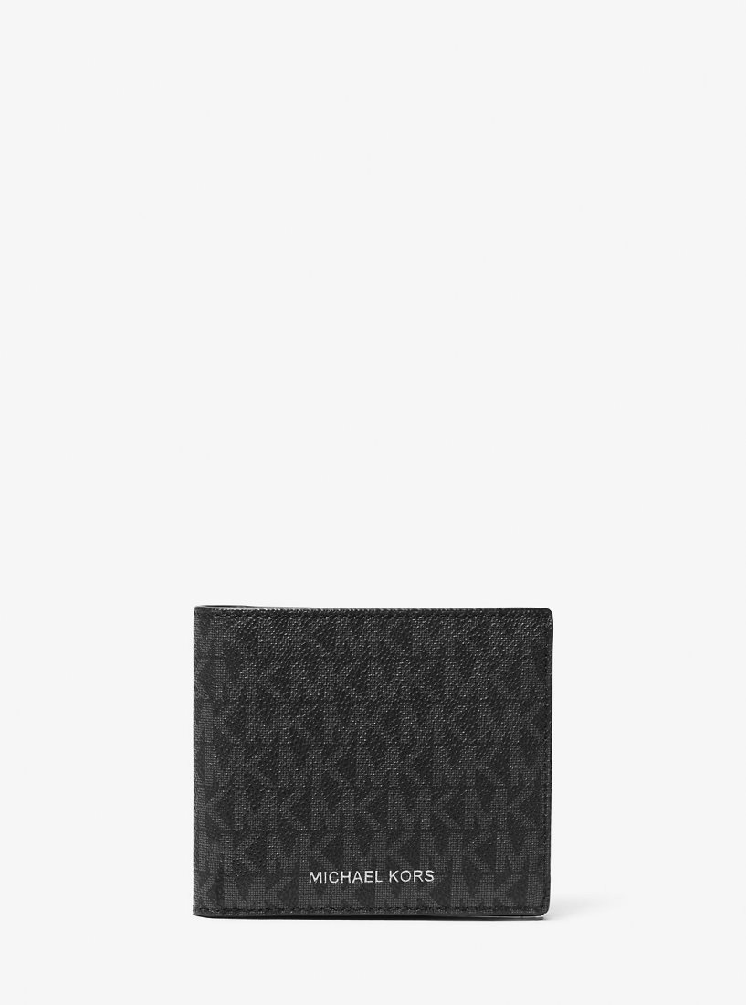 Carteras Michael Kors Hudson Signature Logo Billfold Wallet Hombre Negras | 0514-ULADG