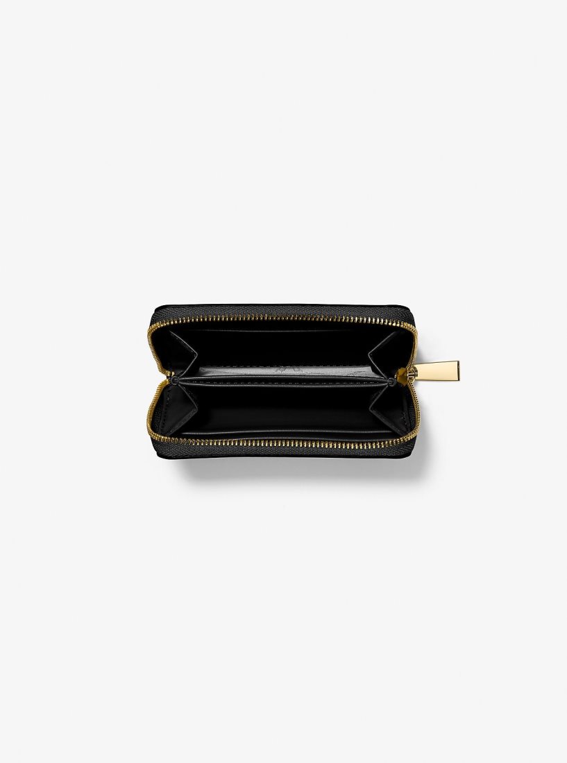 Carteras Michael Kors Jet Set Small Topstitched Leather Wallet Mujer Negras | 9627-EVZGP