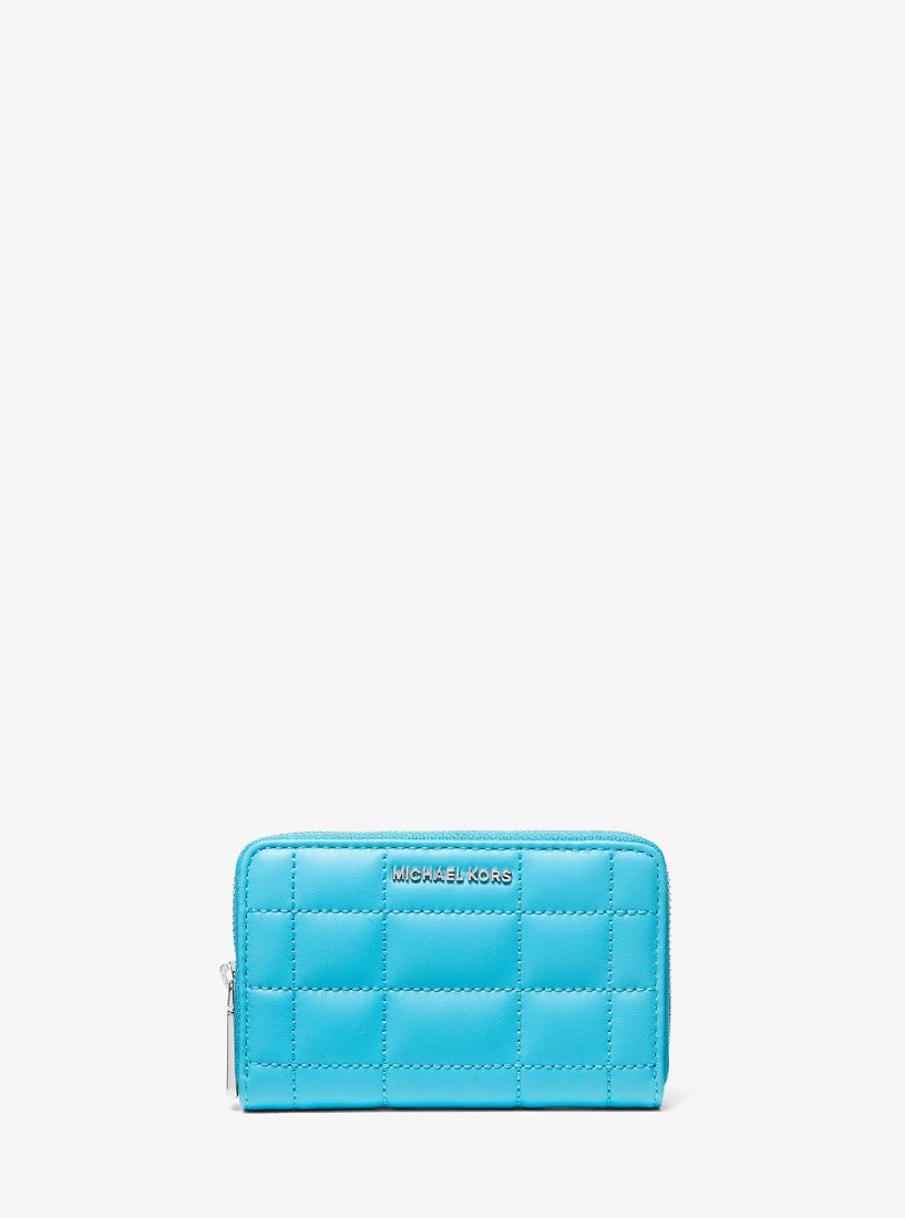 Carteras Michael Kors Small Quilted Leather Wallet Mujer Azules | 0126-PSURL