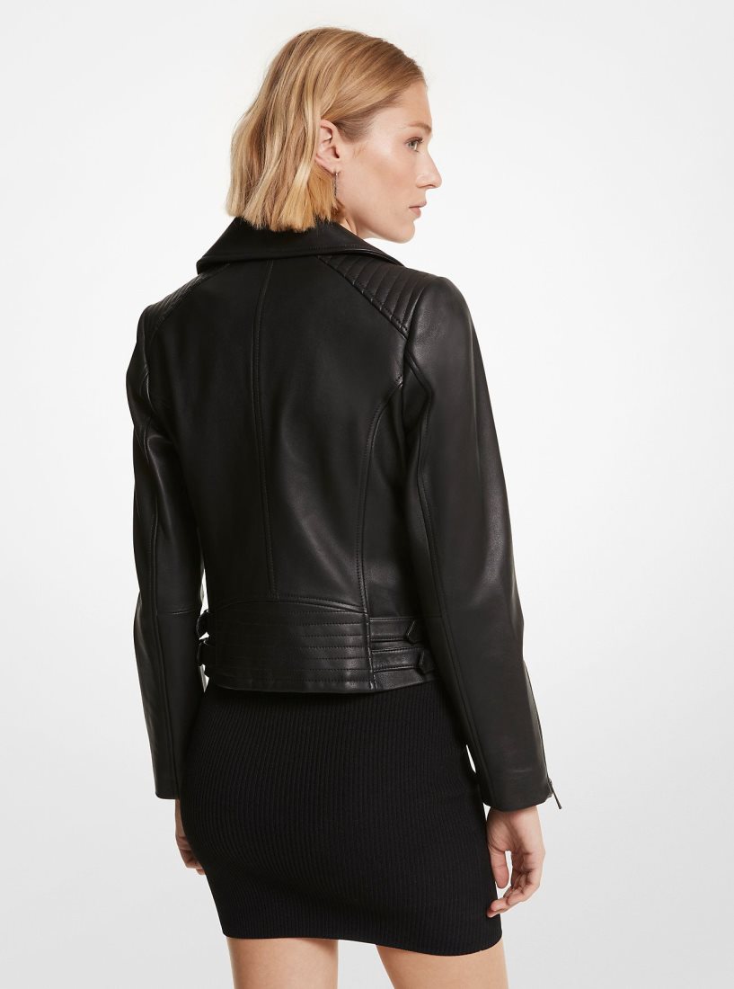 Chaquetas Michael Kors Leather Moto Jacket Mujer Negras | 7905-LGWAP