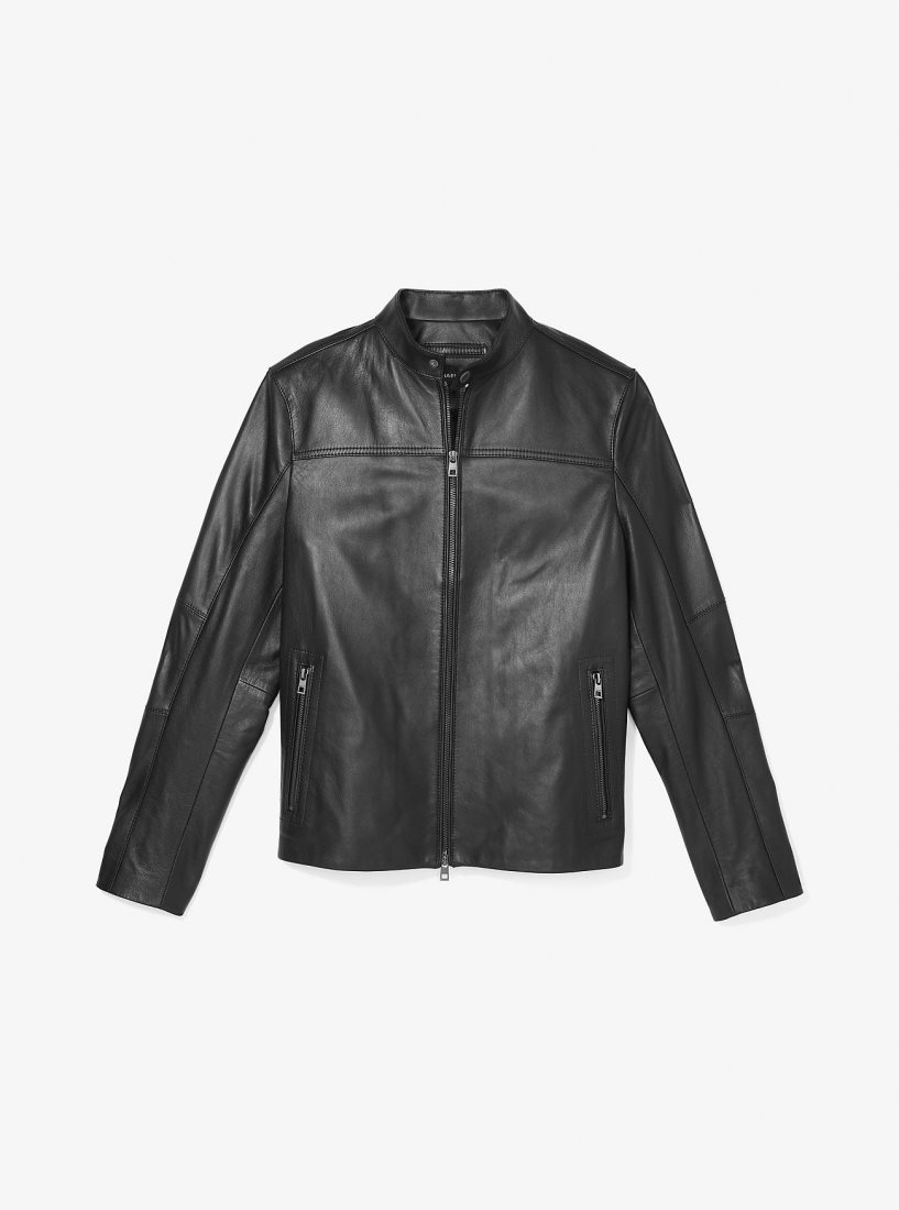 Chaquetas Michael Kors Leather Racer Jacket Hombre Negras | 6258-ZECSN