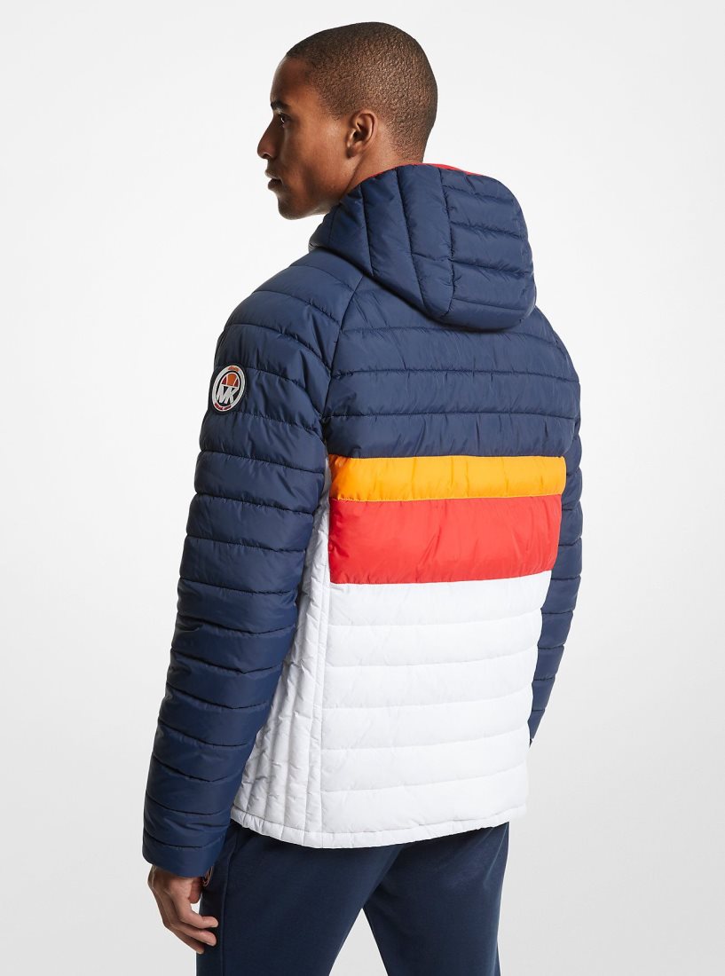 Chaquetas Michael Kors MK x ellesse Breckenridge Color-Blocked Quilted Nylon Puffer Jacket Hombre Dress Blues | 6230-TMBSV