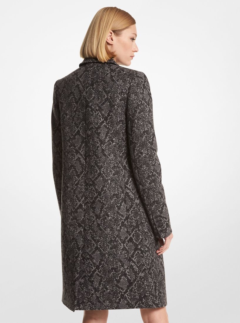 Chaquetas Michael Kors Metallic Snake Jacquard Coat Mujer Negras Plateadas | 4769-XPZAK