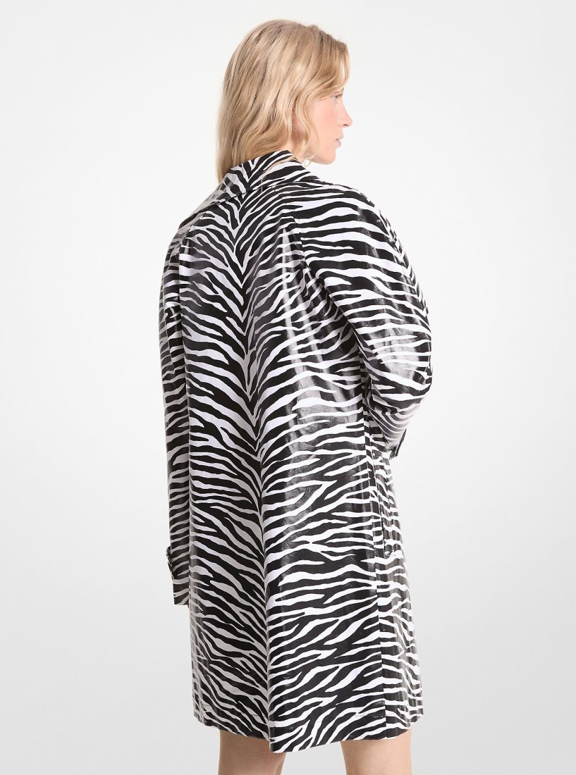 Chaquetas Michael Kors Zebra Print Cotton Twill Balmacaan Mujer Negras Blancas | 3196-LWOXN