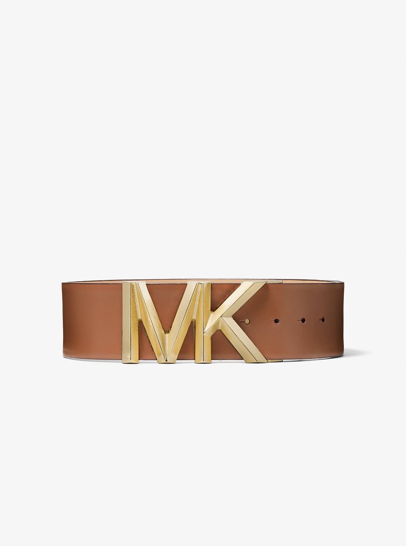 Cinturones Michael Kors Logo Leather Waist Belt Mujer Luggage | 9806-BUZCG