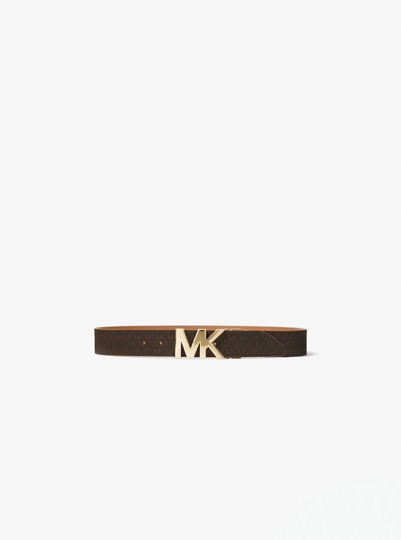 Cinturones Michael Kors Reversible Logo and Leather Waist Belt Mujer Brn/Acorn | 4569-BDPWG