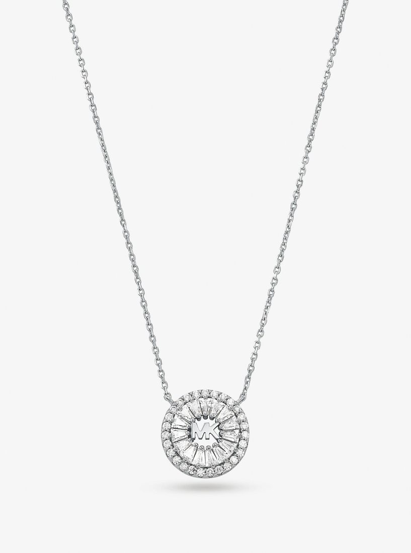 Collares Michael Kors Precious Metal-Plated Sterling Silver Pave Halo Necklace Mujer Plateadas | 8150-GUDSR