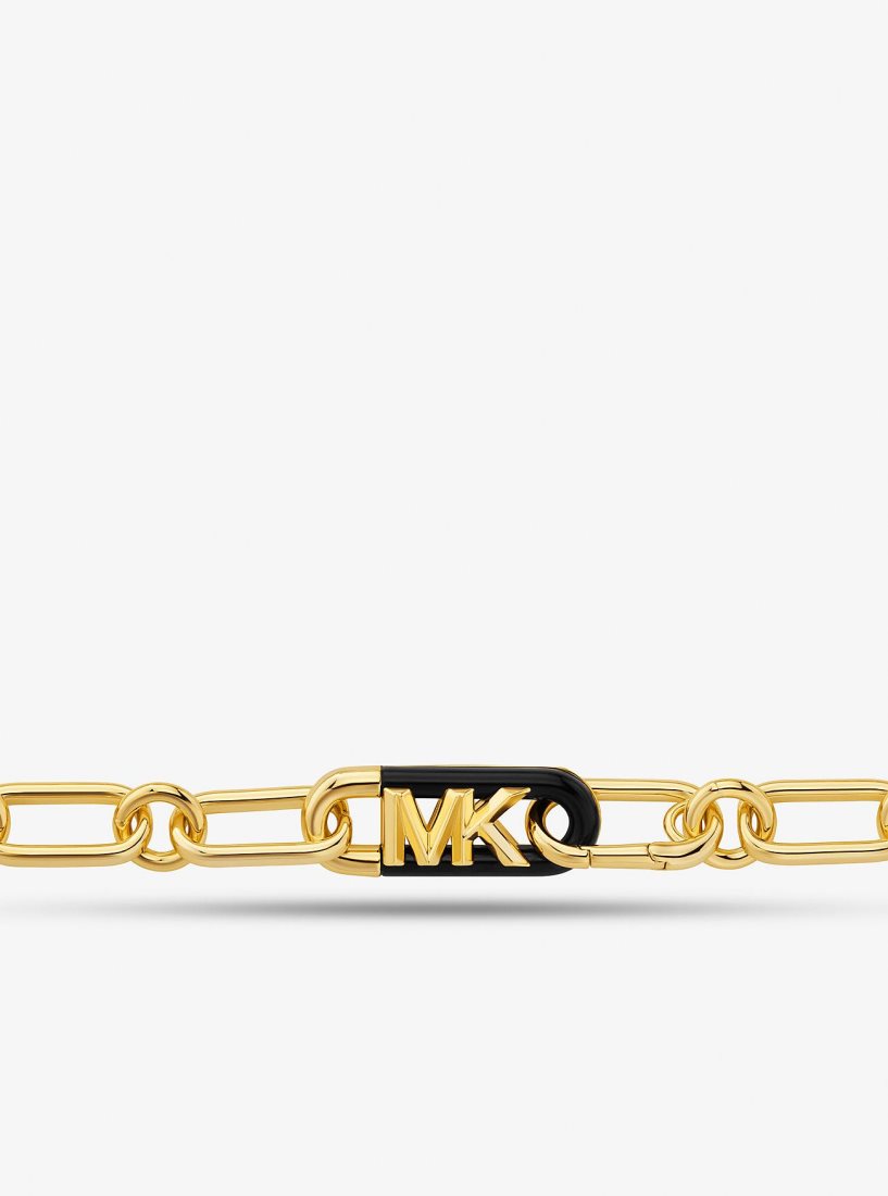 Collares Michael Kors Precious Metal-Plated Brass and Acetate Empire Logo Chain Necklace Mujer Doradas | 4562-ISFNU