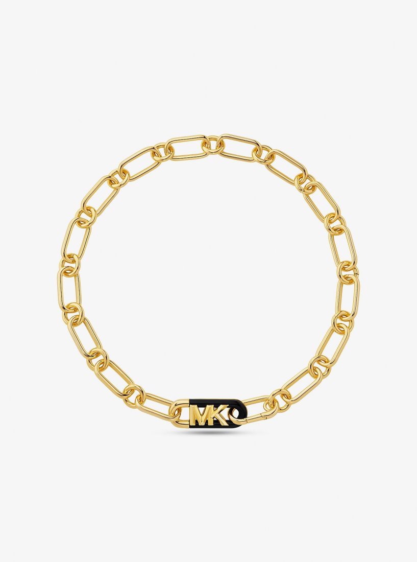 Collares Michael Kors Precious Metal-Plated Brass and Acetate Empire Logo Chain Necklace Mujer Doradas | 4562-ISFNU