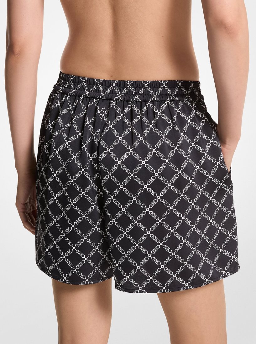 Falda Michael Kors Empire Logo Print Satin Shorts Mujer Negras Blancas | 2137-GJTWI