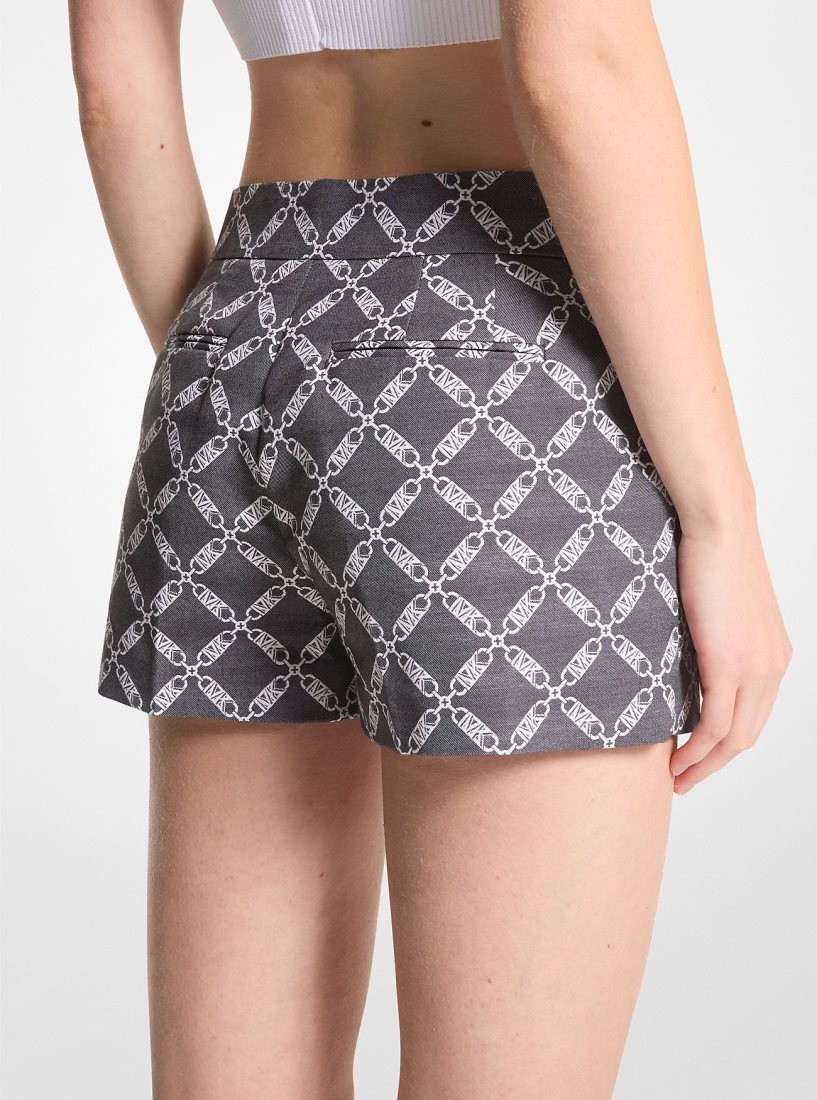 Falda Michael Kors Empire Signature Logo Jacquard Shorts Mujer Negras Blancas | 9356-RLXMZ