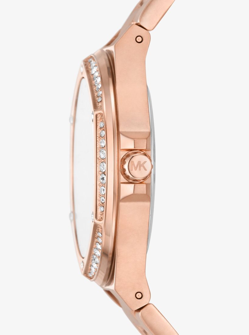 Gold-tone Michael Kors Lennox Pave Rose Gold-Tone Watch Mujer Rosas Doradas | 0958-UNTMV