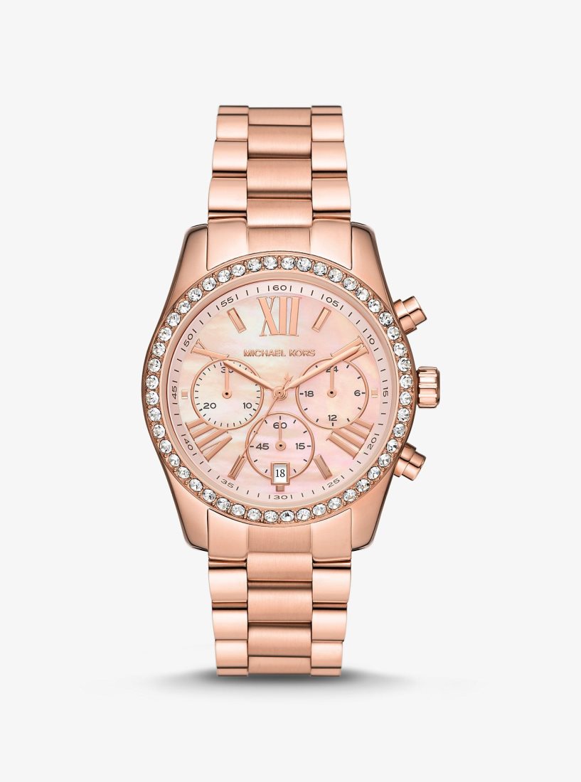 Gold-tone Michael Kors Lexington Pave Rose Gold-Tone Watch Mujer Rosas Doradas | 8943-RFKTC