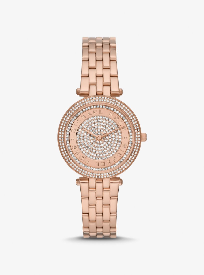 Gold-tone Michael Kors Mini Darci Pave Rose Gold-Tone Watch Mujer Rosas Doradas | 2381-BKAPY