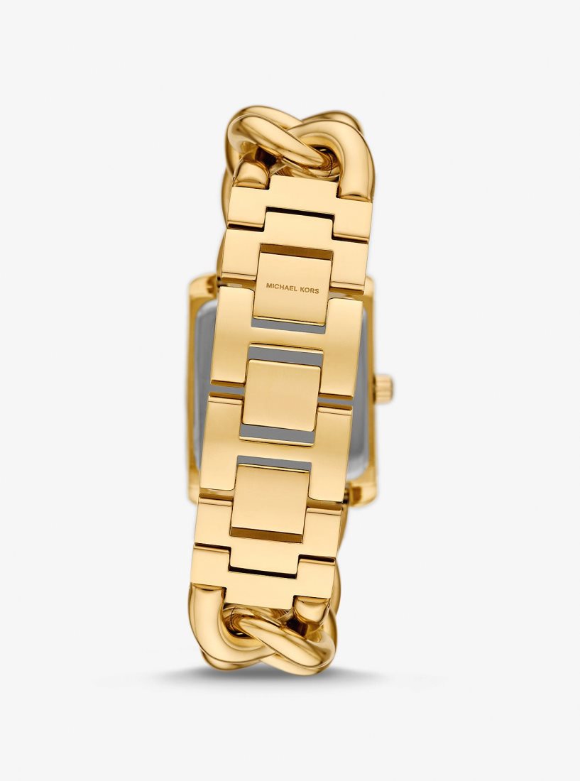 Gold-tone Michael Kors Mini Emery Animal Pave Gold-Tone Curb Link Watch Mujer Doradas | 3295-AIVCK