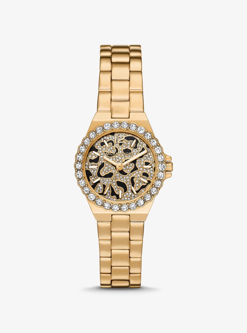 Gold-tone Michael Kors Mini Lennox Animal Pave Gold-Tone Watch Mujer Doradas | 7946-LXFYW