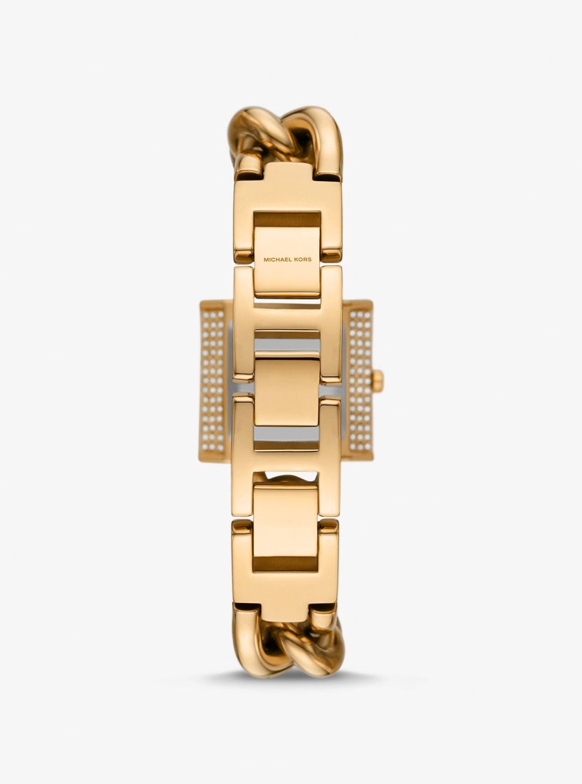 Gold-tone Michael Kors Mini Lock Pave Gold-Tone Chain Watch Mujer Doradas | 6784-RFUYN