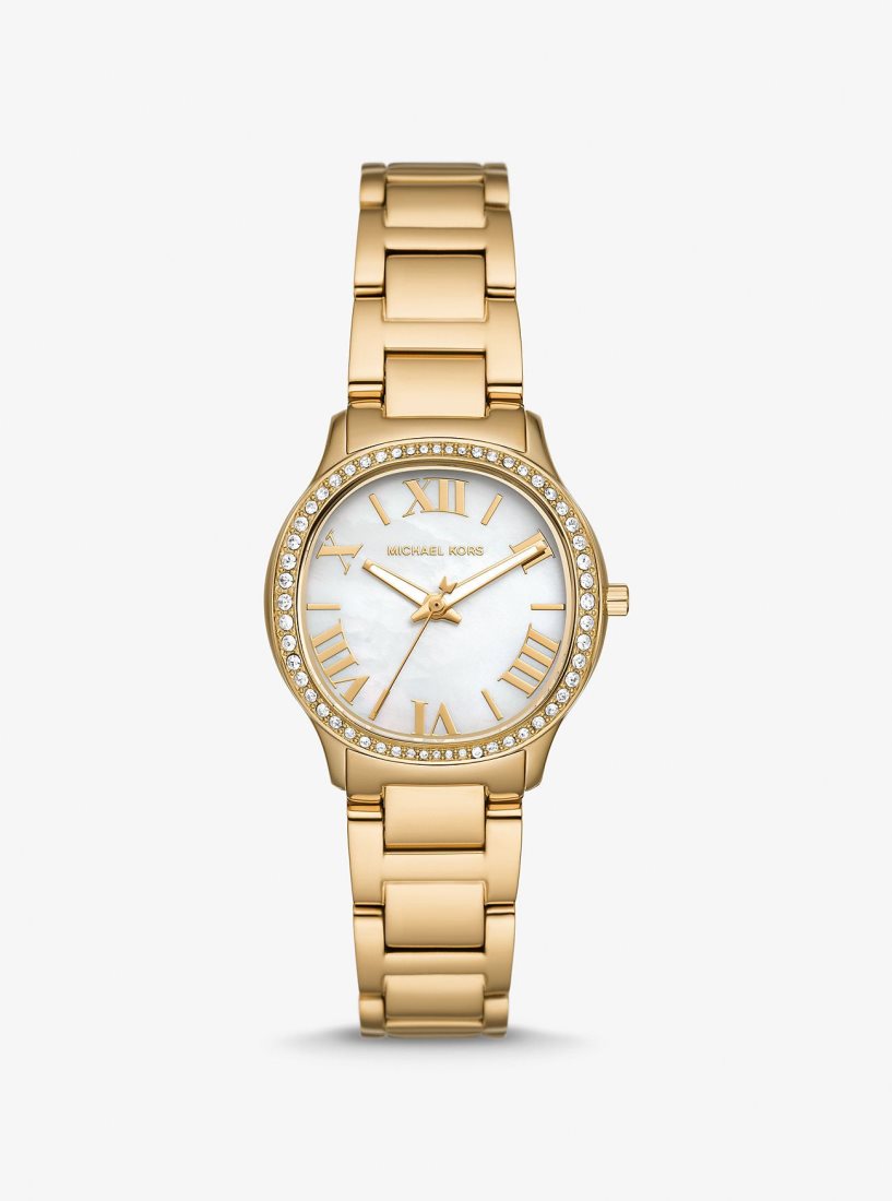 Gold-tone Michael Kors Mini Sage Pave Gold-Tone Watch Mujer Doradas | 6382-YROKA