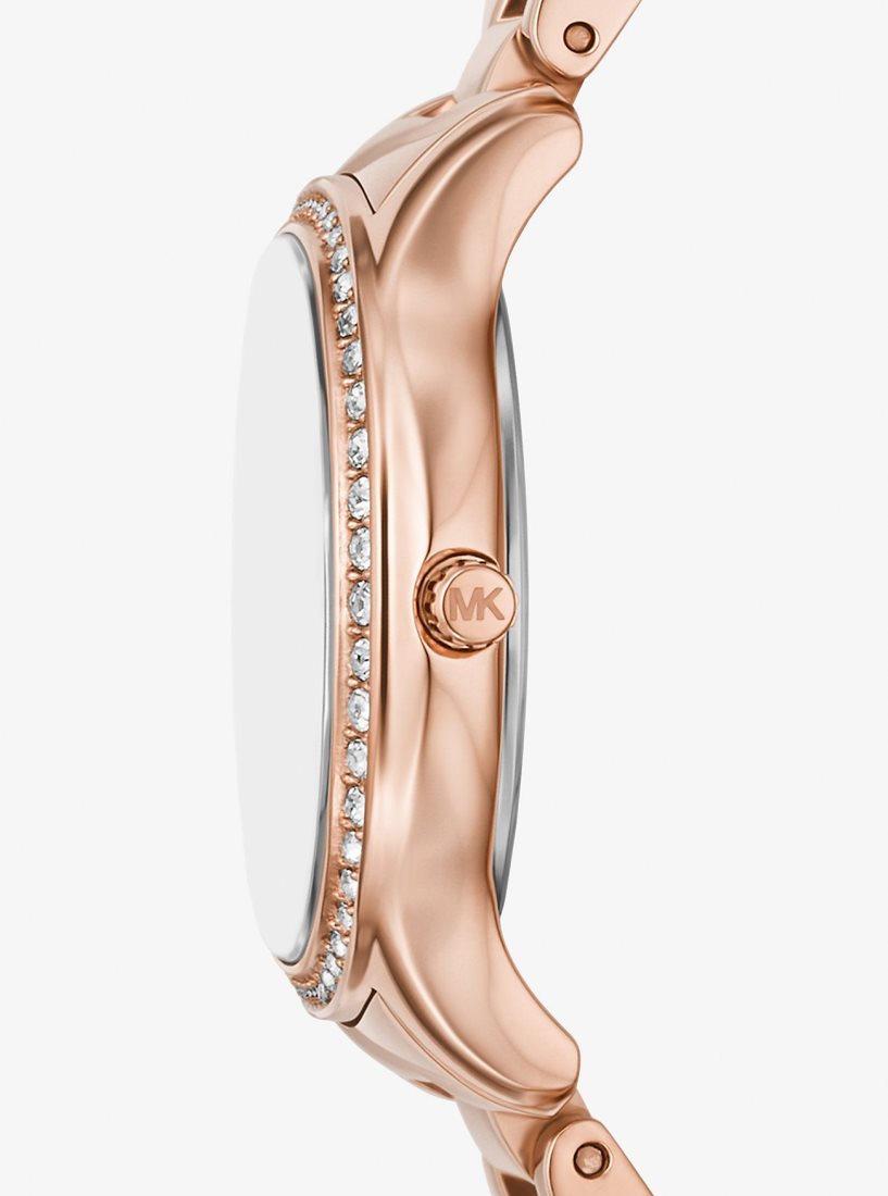 Gold-tone Michael Kors Mini Sage Pave Rose Gold-Tone Watch Mujer Rosas Doradas | 7493-OLUHZ