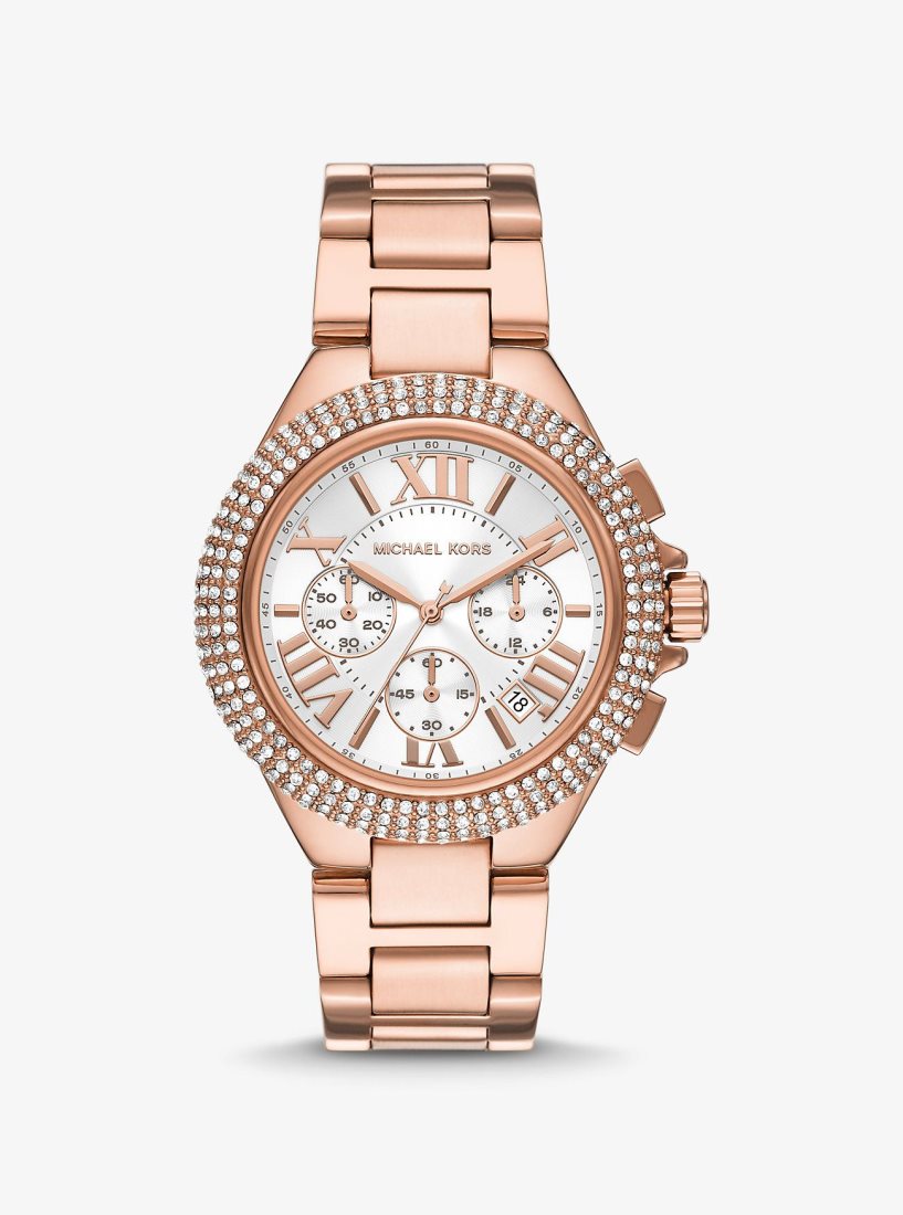 Gold-tone Michael Kors Oversized Camille Pave Rose Gold-Tone Watch Mujer Rosas Doradas | 6185-LSRPI