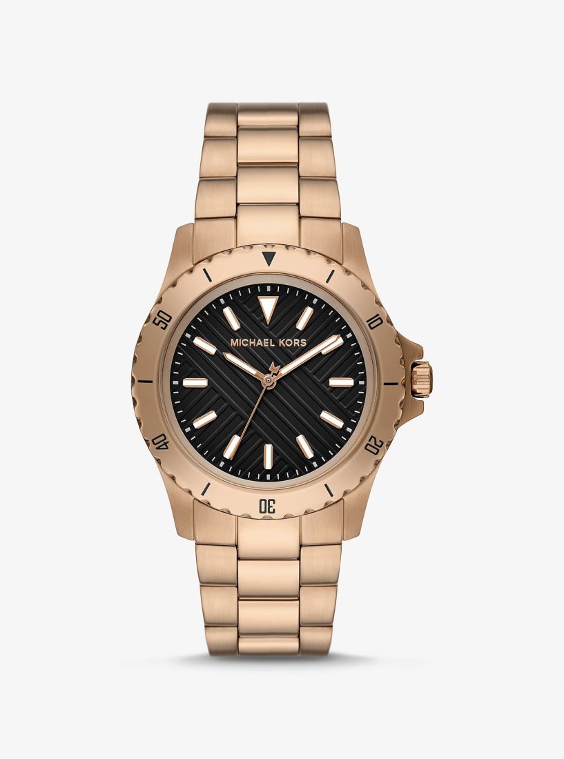 Gold-tone Michael Kors Oversized Everest Beige Gold-Tone Watch Hombre Husk | 7639-JCWHP