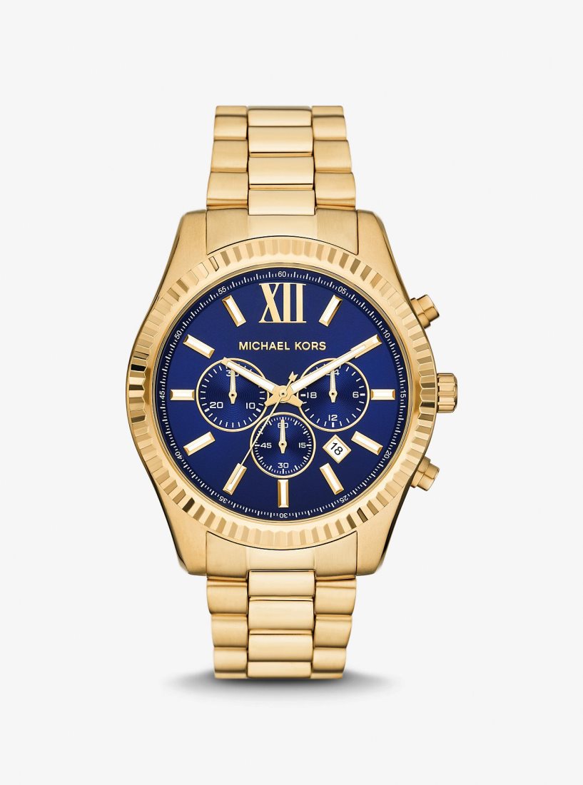 Gold-tone Michael Kors Oversized Lexington Gold-Tone Watch Hombre Doradas | 8247-SGFDQ