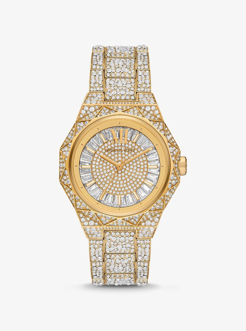 Gold-tone Michael Kors Oversized Raquel Pave Gold-Tone Watch Mujer Doradas | 5109-HOFCE