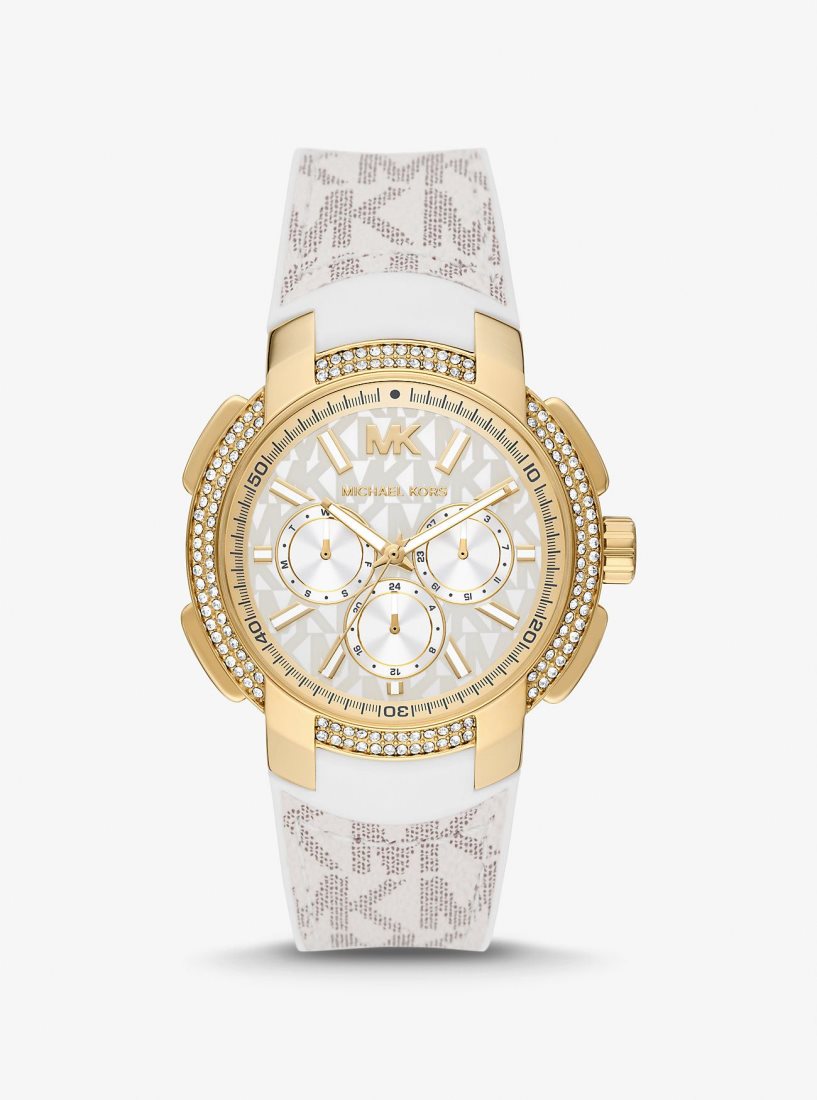 Gold-tone Michael Kors Oversized Sydney Pave Gold-Tone and Logo Watch Mujer Amarillo Claro | 7416-VJZNG