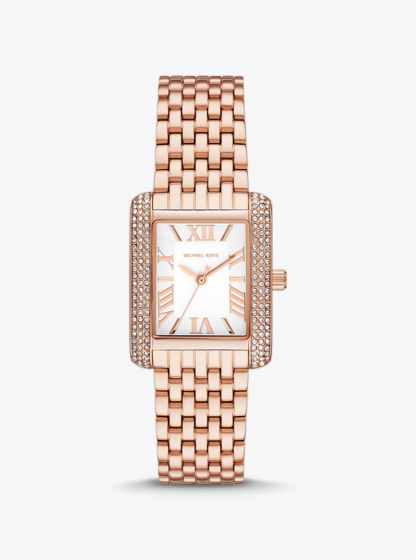 Gold-tone Michael Kors Petite Emery Pave Rose Gold-Tone Watch Mujer Rosas Doradas | 7410-STLVK