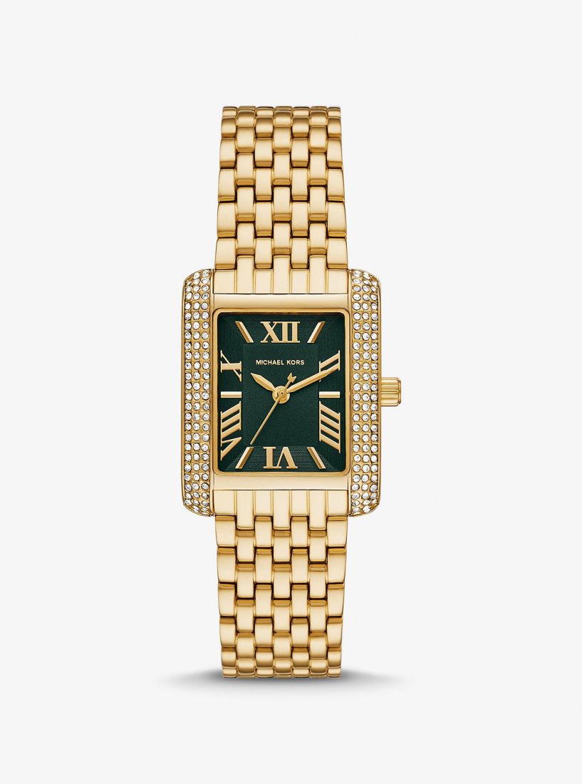 Gold-tone Michael Kors Petite Emery Pave Gold-Tone Watch Mujer Doradas | 0421-PFUWX