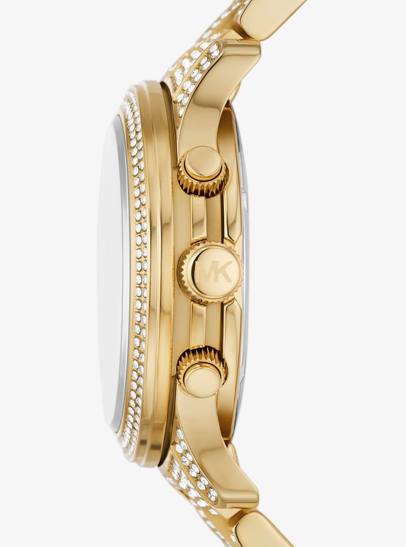 Gold-tone Michael Kors Runway Pave Gold-Tone Watch Mujer Doradas | 9412-LBOEG