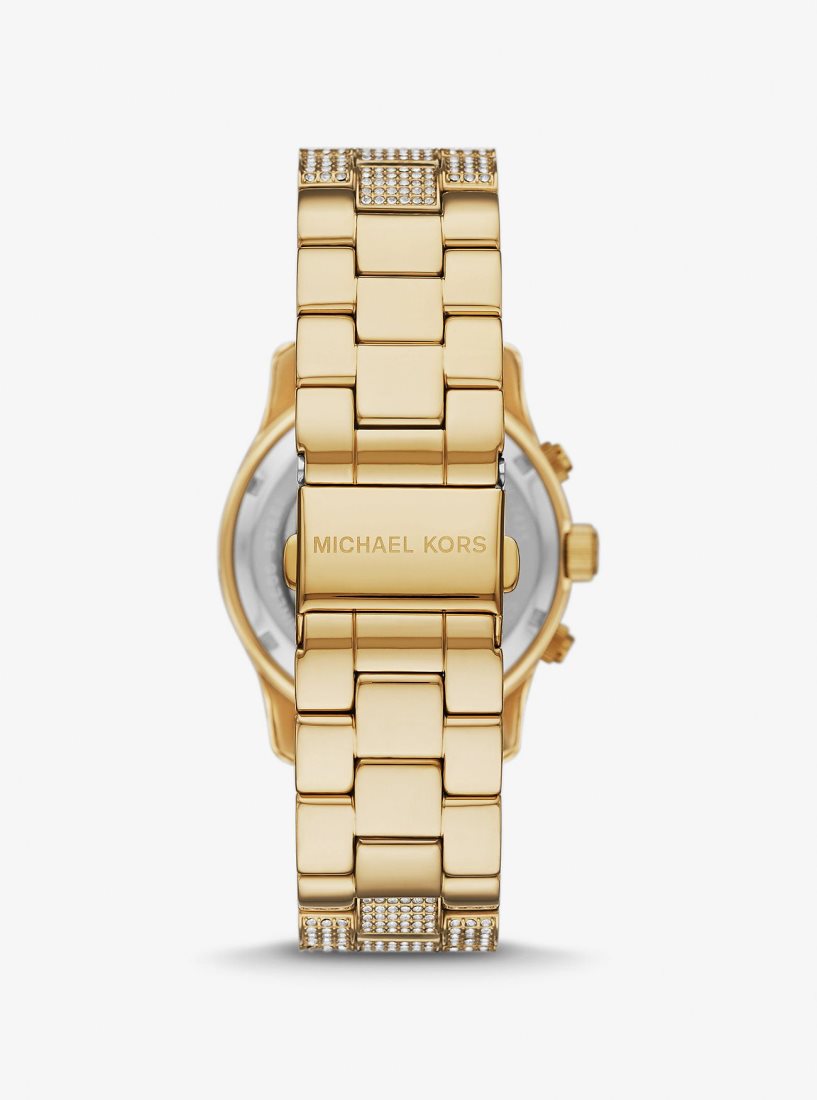 Gold-tone Michael Kors Runway Pave Gold-Tone Watch Mujer Doradas | 9412-LBOEG