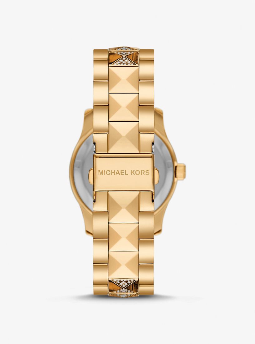 Gold-tone Michael Kors Runway Pave Gold-Tone and Tiger's Eye Watch Mujer Doradas | 5268-XOBDH