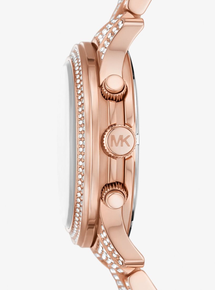 Gold-tone Michael Kors Runway Pave Rose Gold-Tone Watch Mujer Rosas Doradas | 6789-CMUYX