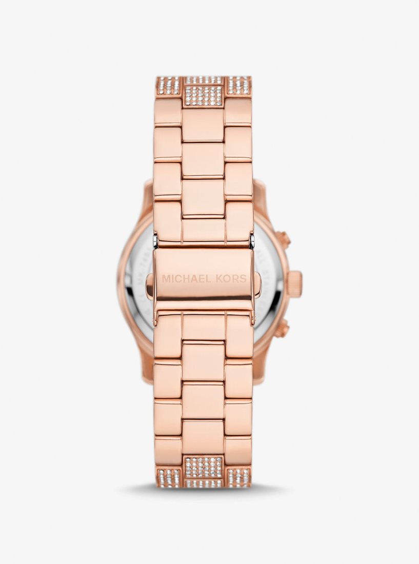 Gold-tone Michael Kors Runway Pave Rose Gold-Tone Watch Mujer Rosas Doradas | 6789-CMUYX